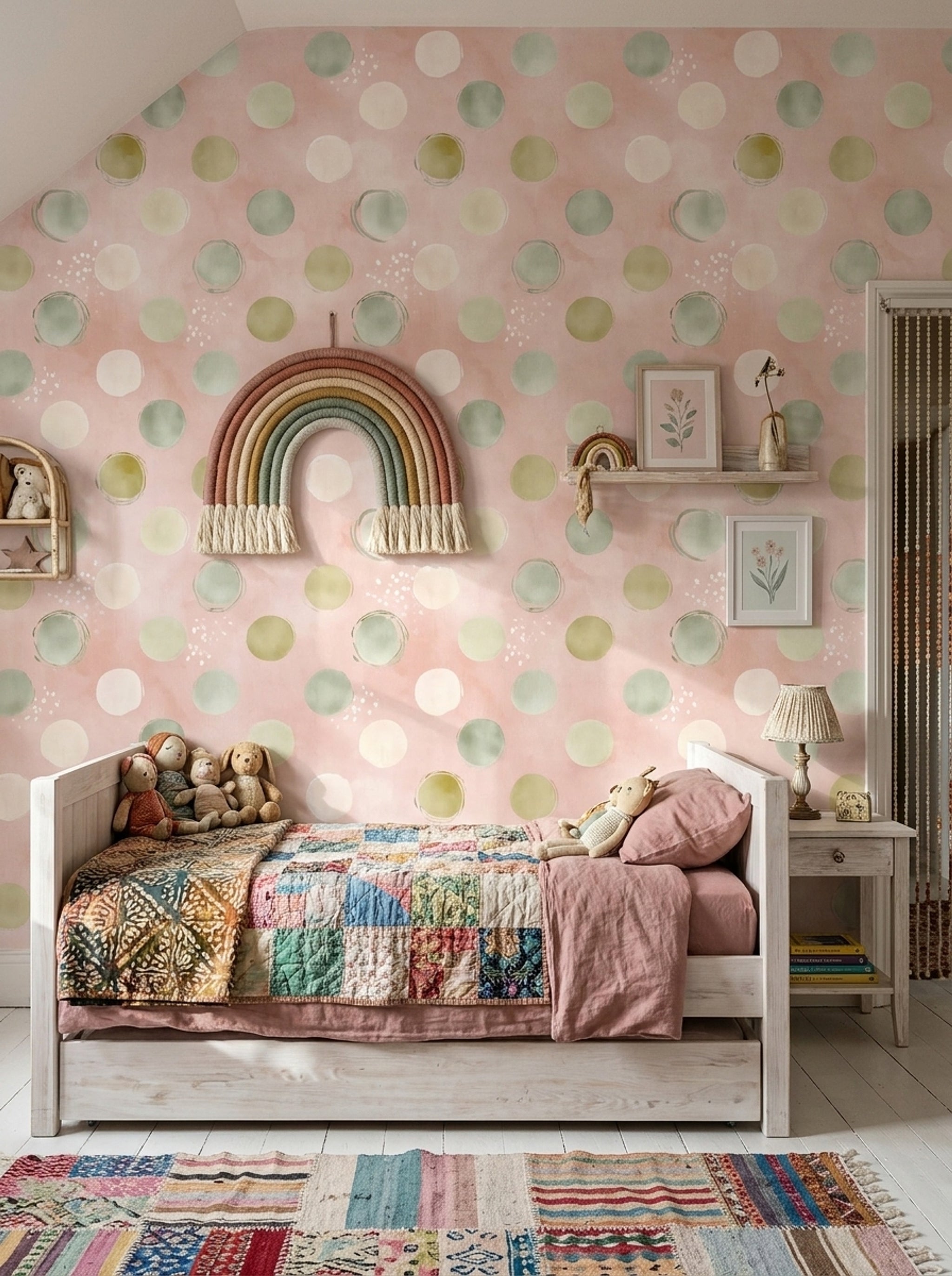 Watercolor Texture Wallpaper Pastel Wash Removable Abstract Dots Wall Double Roll