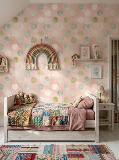 Watercolor Texture Wallpaper Pastel Wash Removable Abstract Dots Wall Double Roll