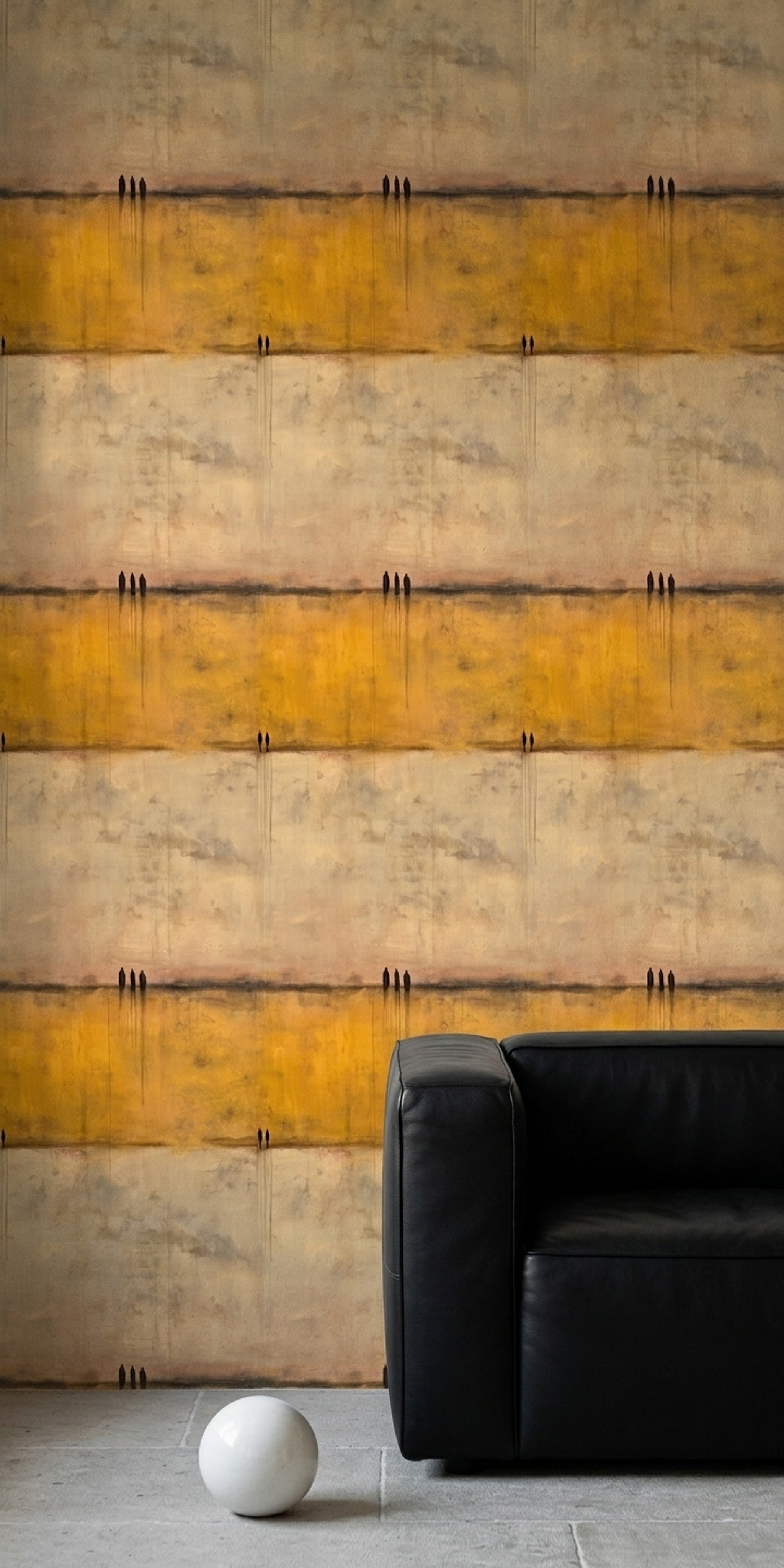Abstract Landscape Wallpaper Golden Ochre Minimalist Horizon Removable Wall Decor