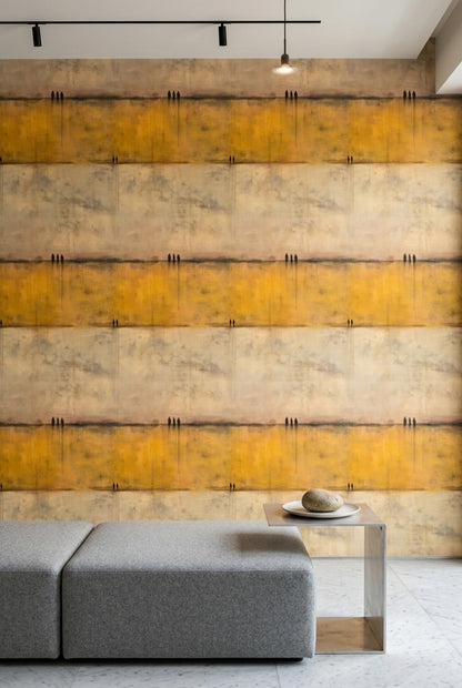 Abstract Landscape Wallpaper Golden Ochre Minimalist Horizon Removable Wall Decor