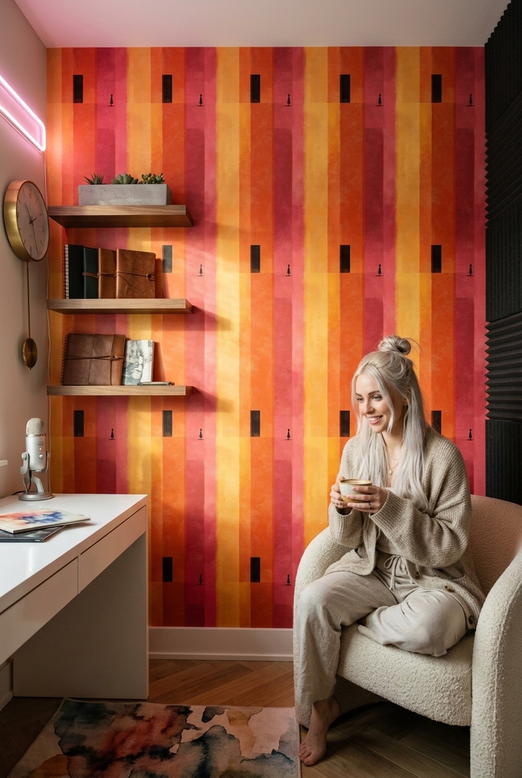 Geometric Monolith Wallpaper Vertical Stripes Minimalist Decorative Mural