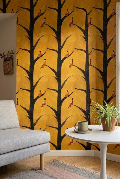 Tree Silhouette Wallpaper Tree Silhouette Removable Tree Silhouette Wall Double Roll