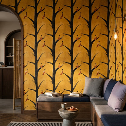 Tree Silhouette Wallpaper Tree Silhouette Removable Tree Silhouette Wall Double Roll