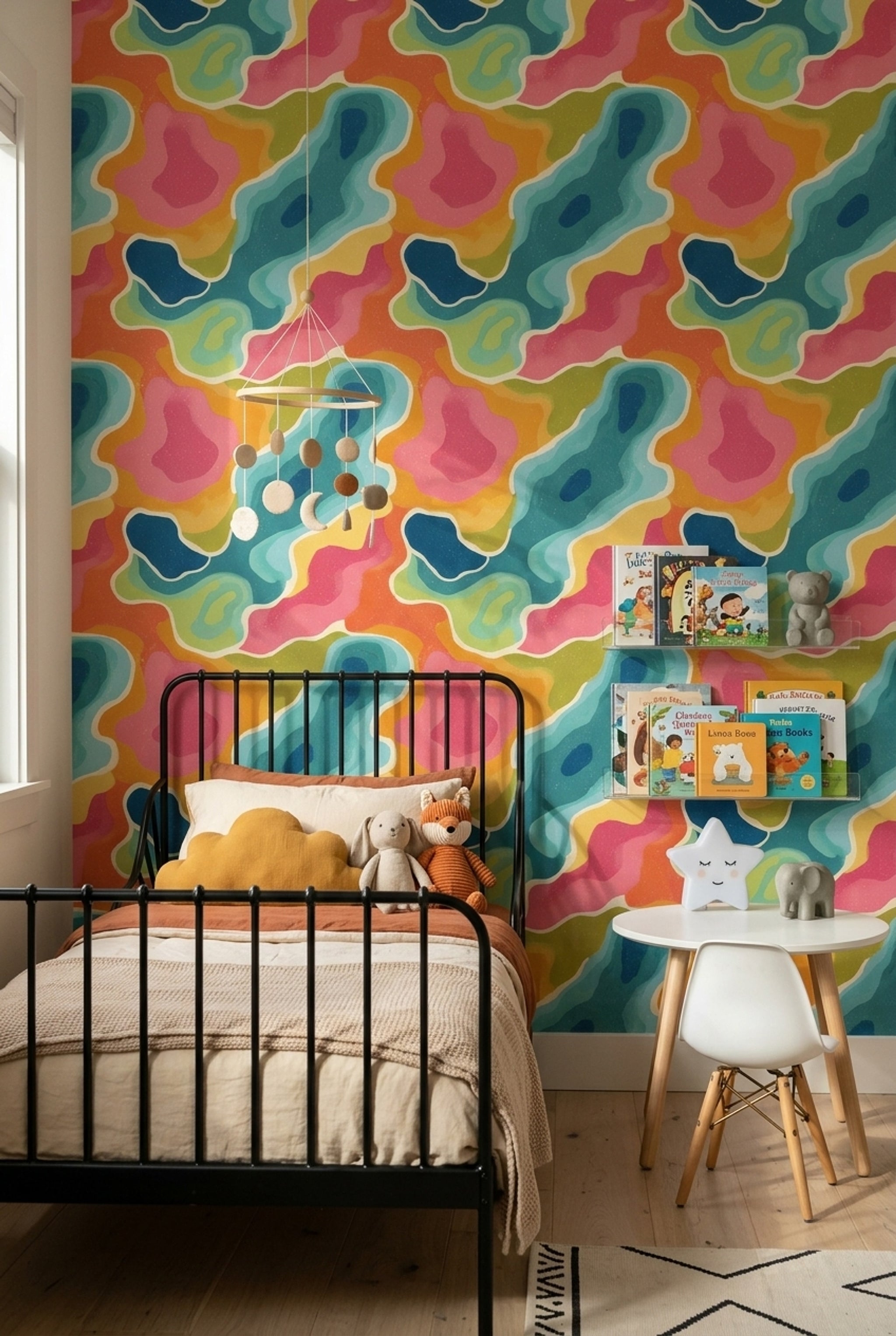 Mid Century Modern Wallpaper Retro Modern Removable Wall Decor