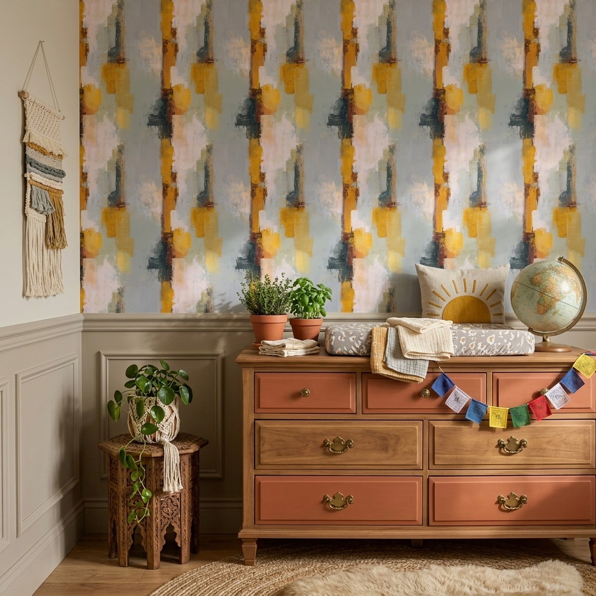 Abstract Wallpaper Textured Paint Color Block Removable Wall Decor