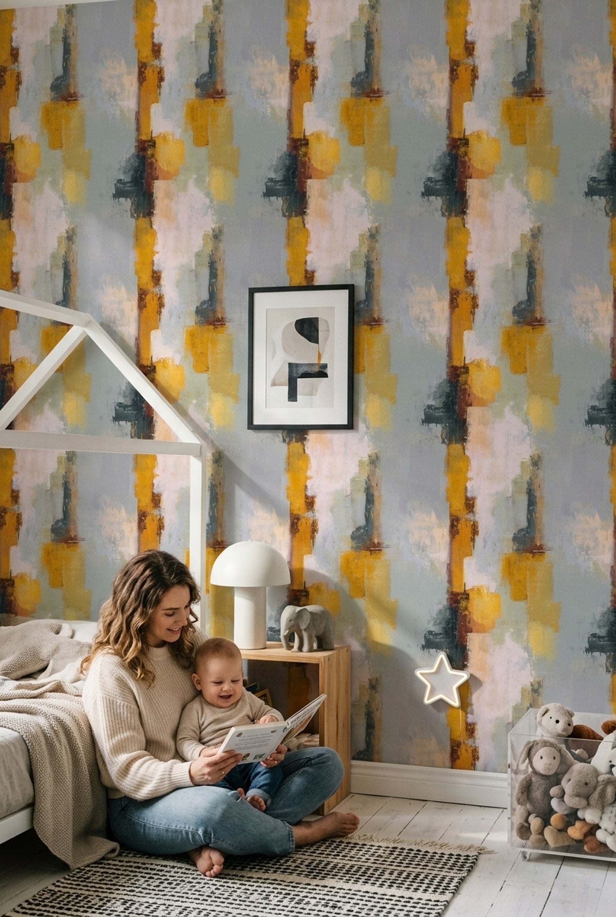 Abstract Wallpaper Textured Paint Color Block Removable Wall Decor