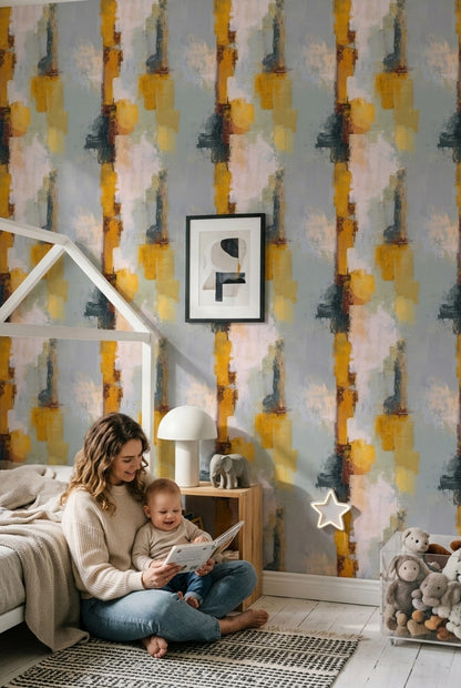 Abstract Wallpaper Textured Paint Color Block Removable Wall Decor