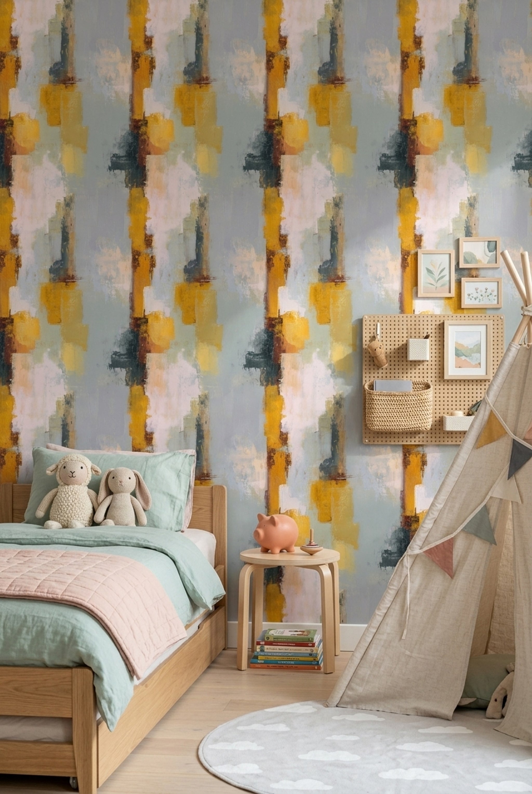 Abstract Wallpaper Textured Paint Color Block Removable Wall Decor