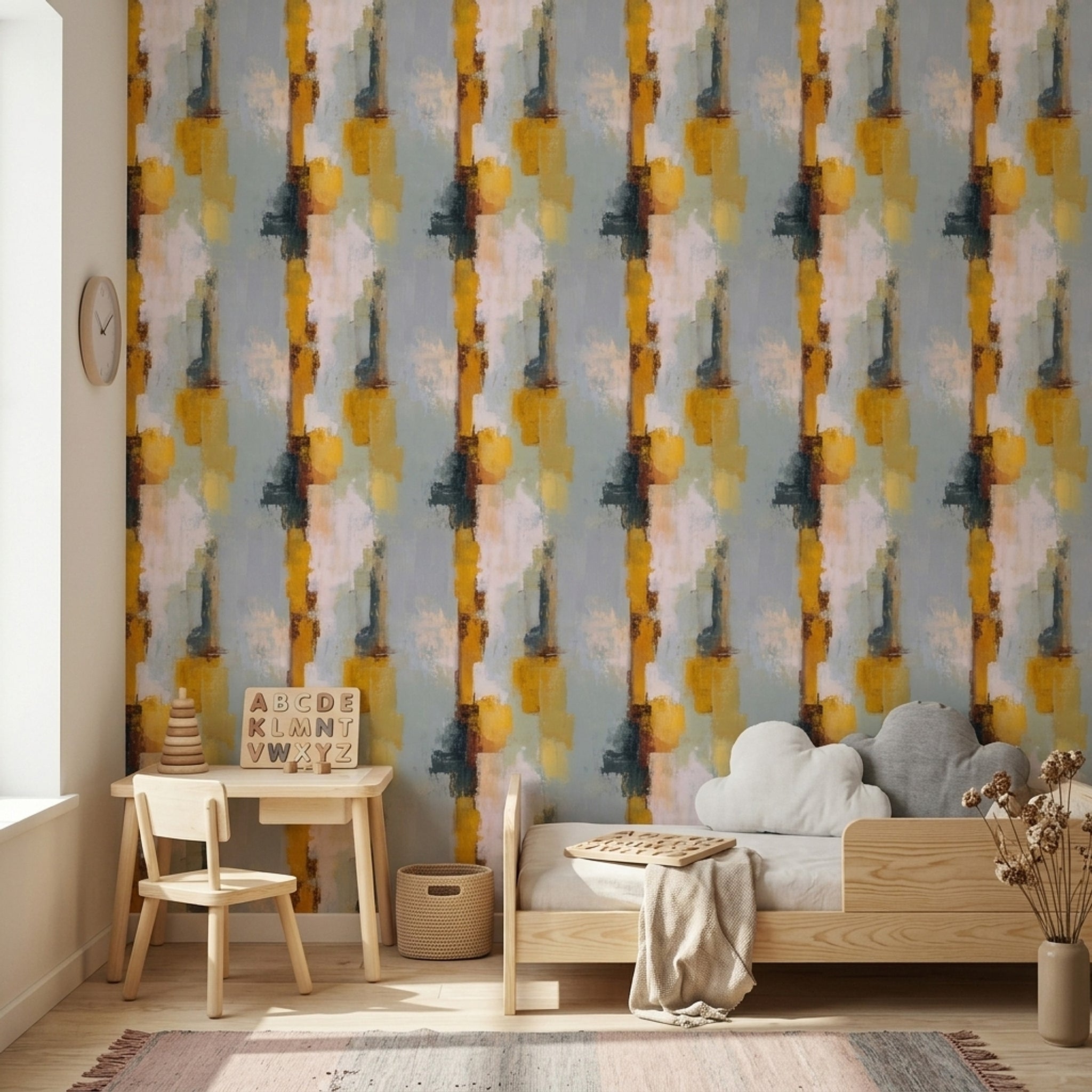 Abstract Wallpaper Textured Paint Color Block Removable Wall Decor