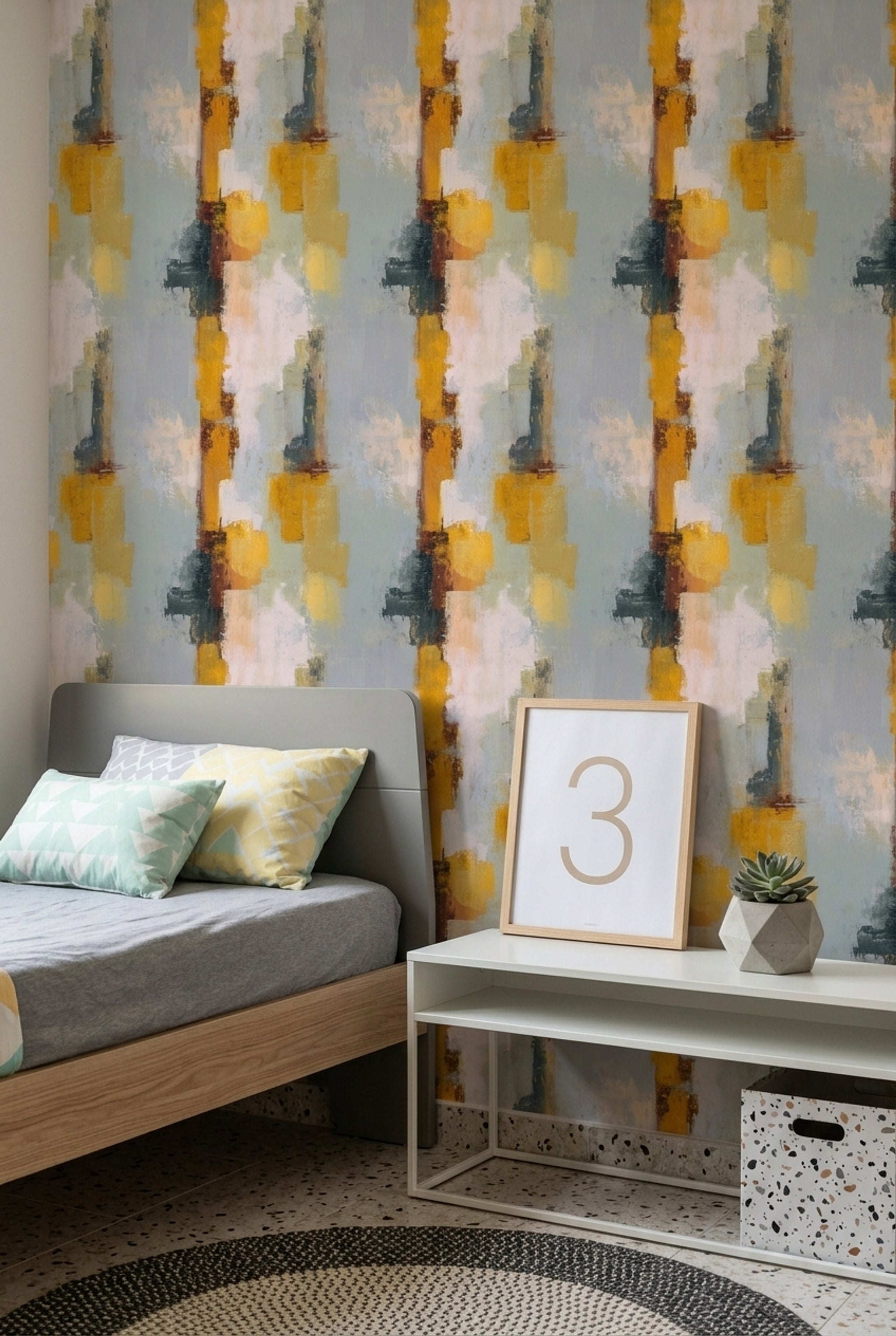 Abstract Wallpaper Textured Paint Color Block Removable Wall Decor