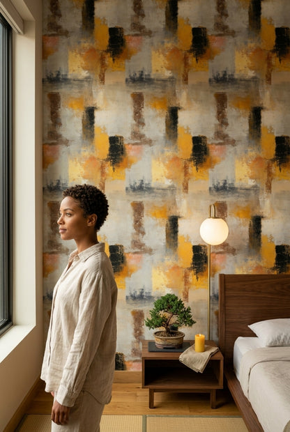 Textured Wallpaper Mustard Yellow Modern Contemporary Decorative Mural
