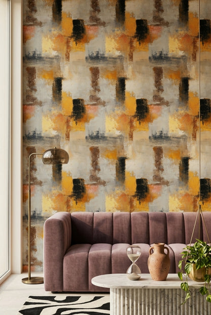 Textured Wallpaper Mustard Yellow Modern Contemporary Decorative Mural