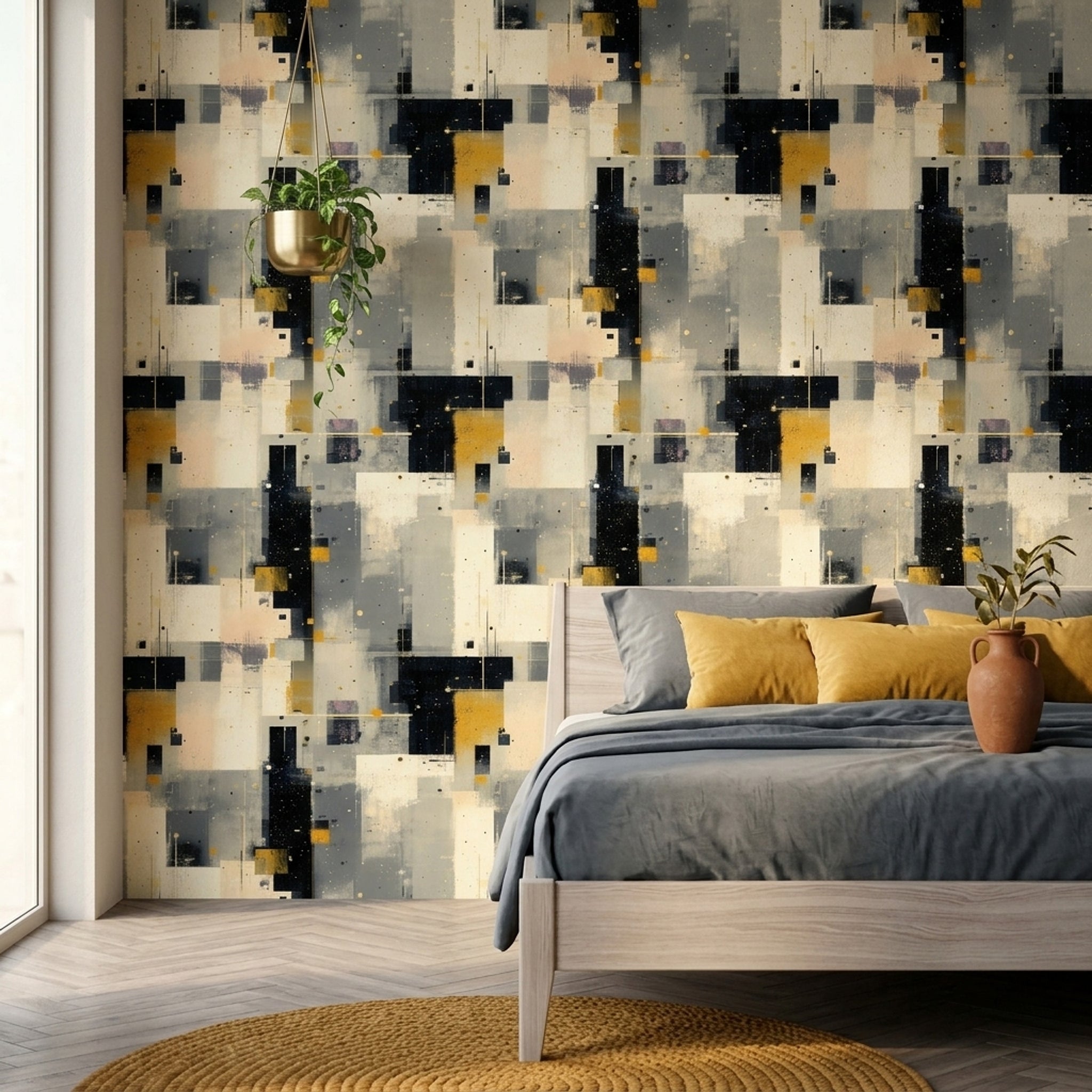 Abstract Wallpaper Geometric Removable Modern Wall Double Roll