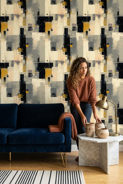 Abstract Wallpaper Geometric Removable Modern Wall Double Roll