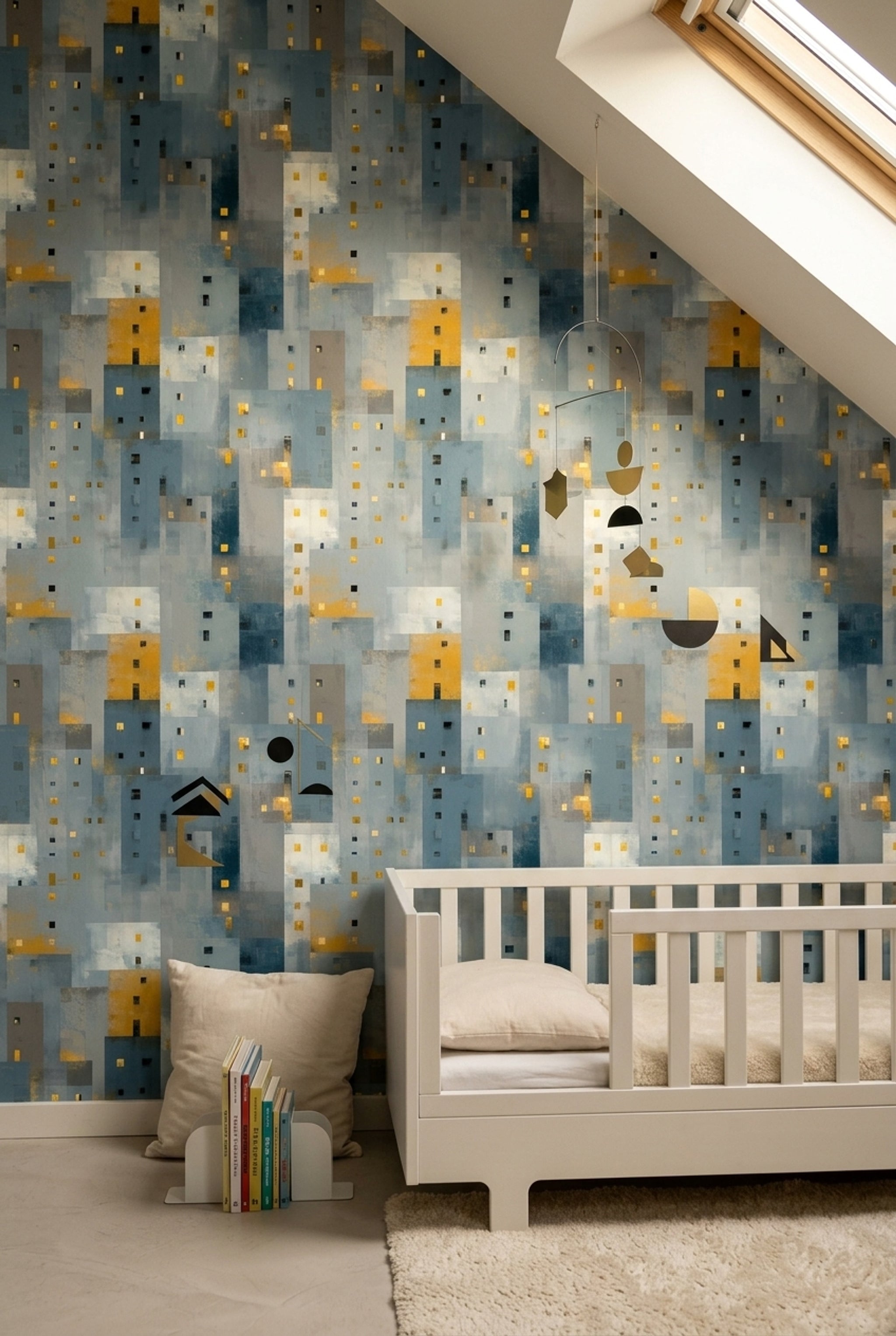 Abstract Geometric Wallpaper Modern Cityscape Contemporary Mural Removable Wall Decor