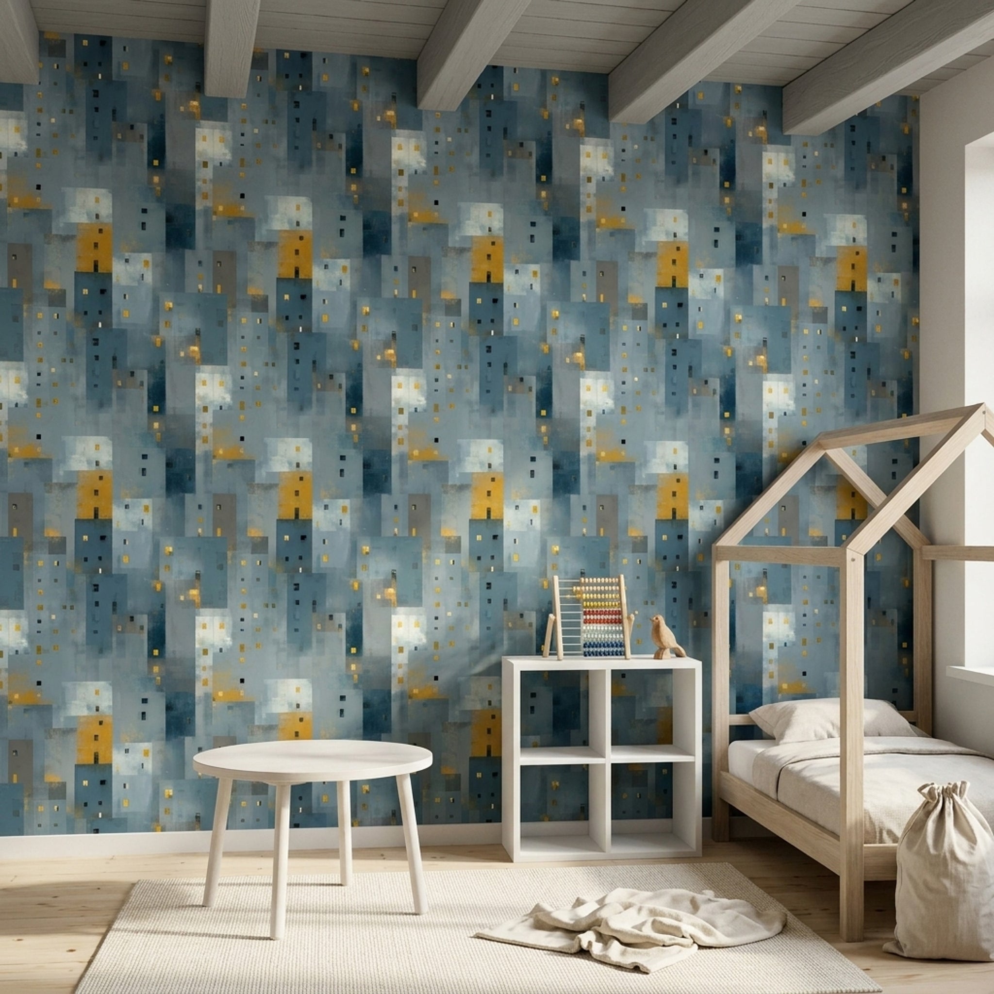 Abstract Geometric Wallpaper Modern Cityscape Contemporary Mural Removable Wall Decor