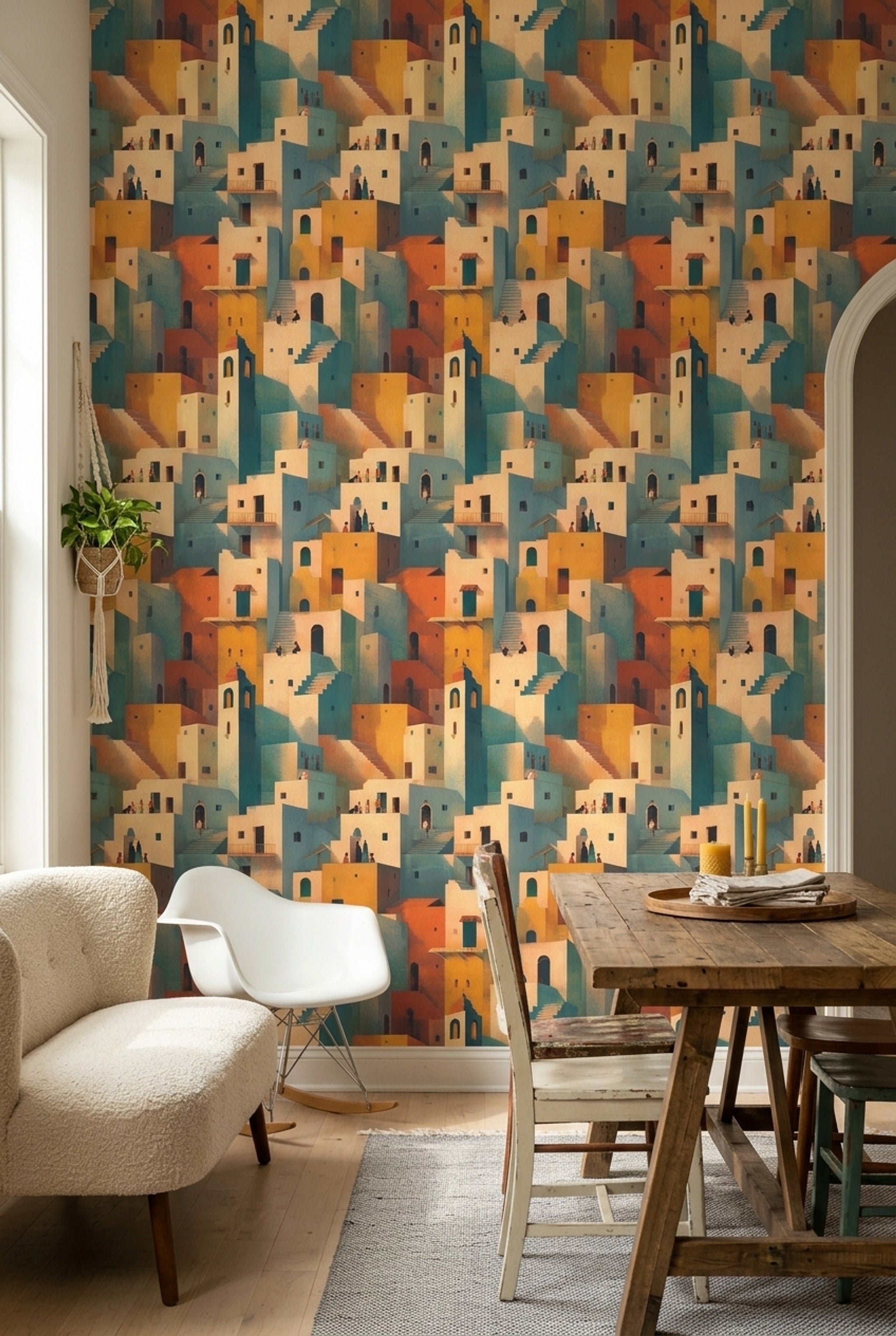 Walls Wallpaper Architecture Removable Mediterranean Wall Double Roll