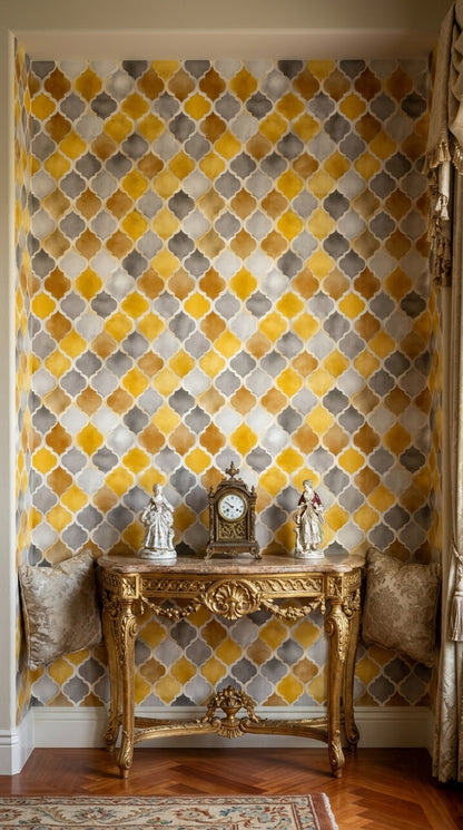Watercolor Texture Wallpaper Painted Wash Trellis Decorative Mural