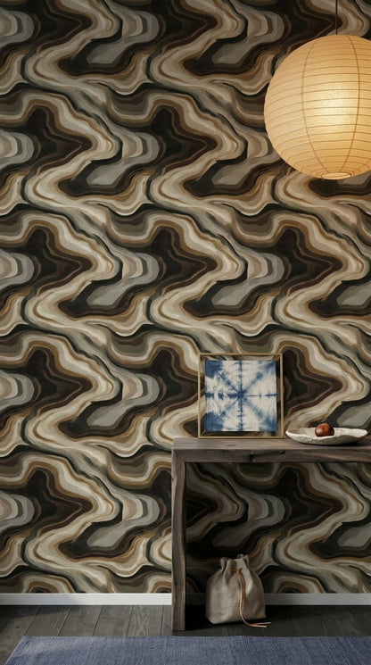 Agate Wallpaper Topographic Lines Removable Wavy Layers Wall Double Roll