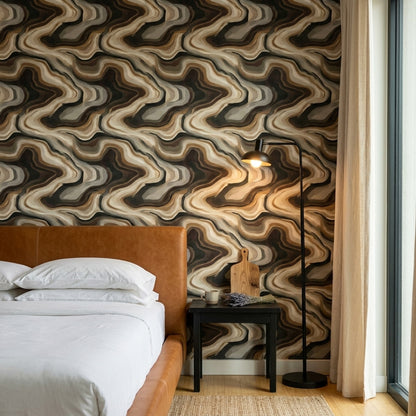 Agate Wallpaper Topographic Lines Removable Wavy Layers Wall Double Roll