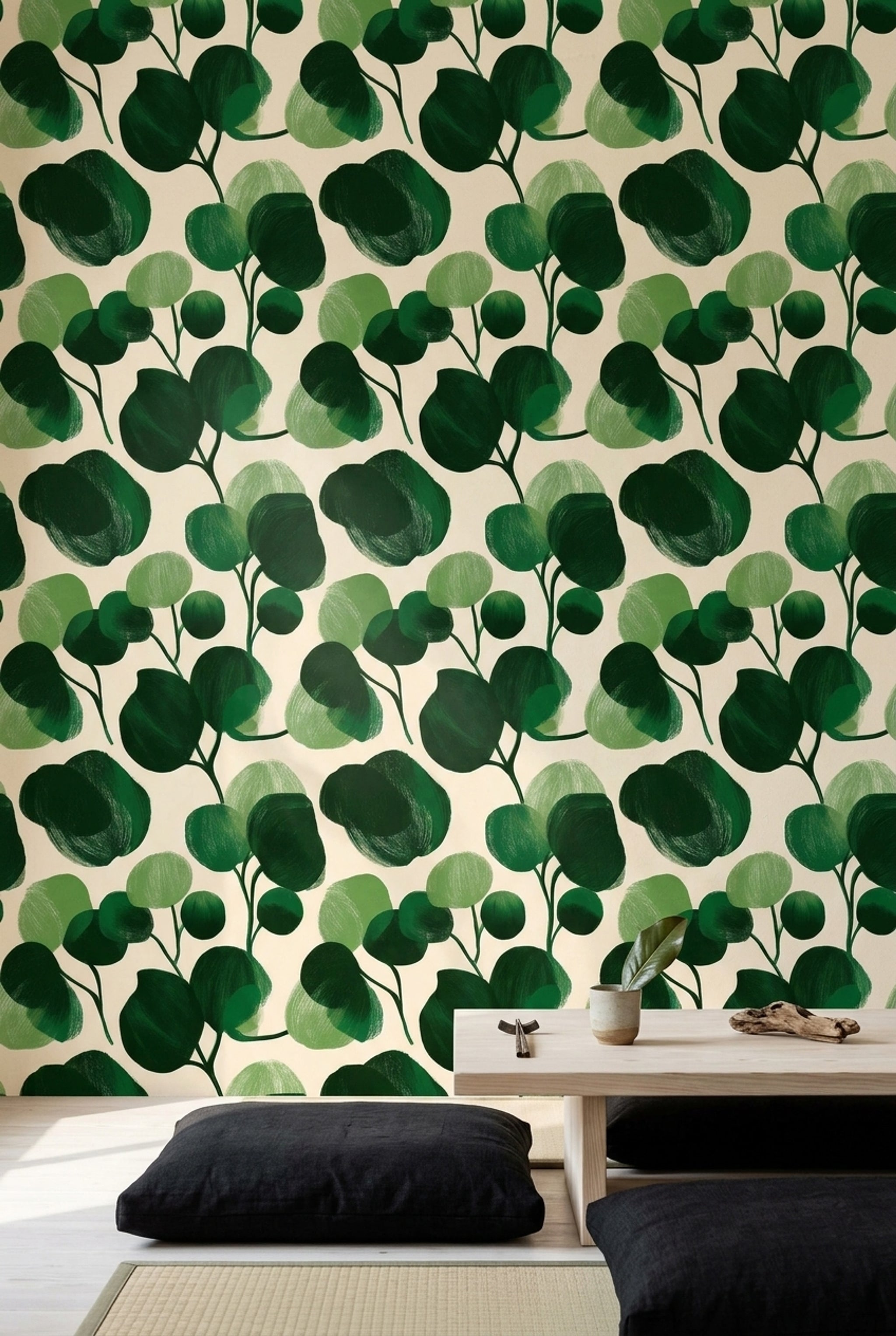 Botanical Wallpaper Green Leaves Eucalyptus Decorative Mural