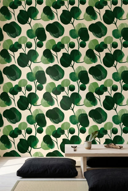 Botanical Wallpaper Green Leaves Eucalyptus Decorative Mural