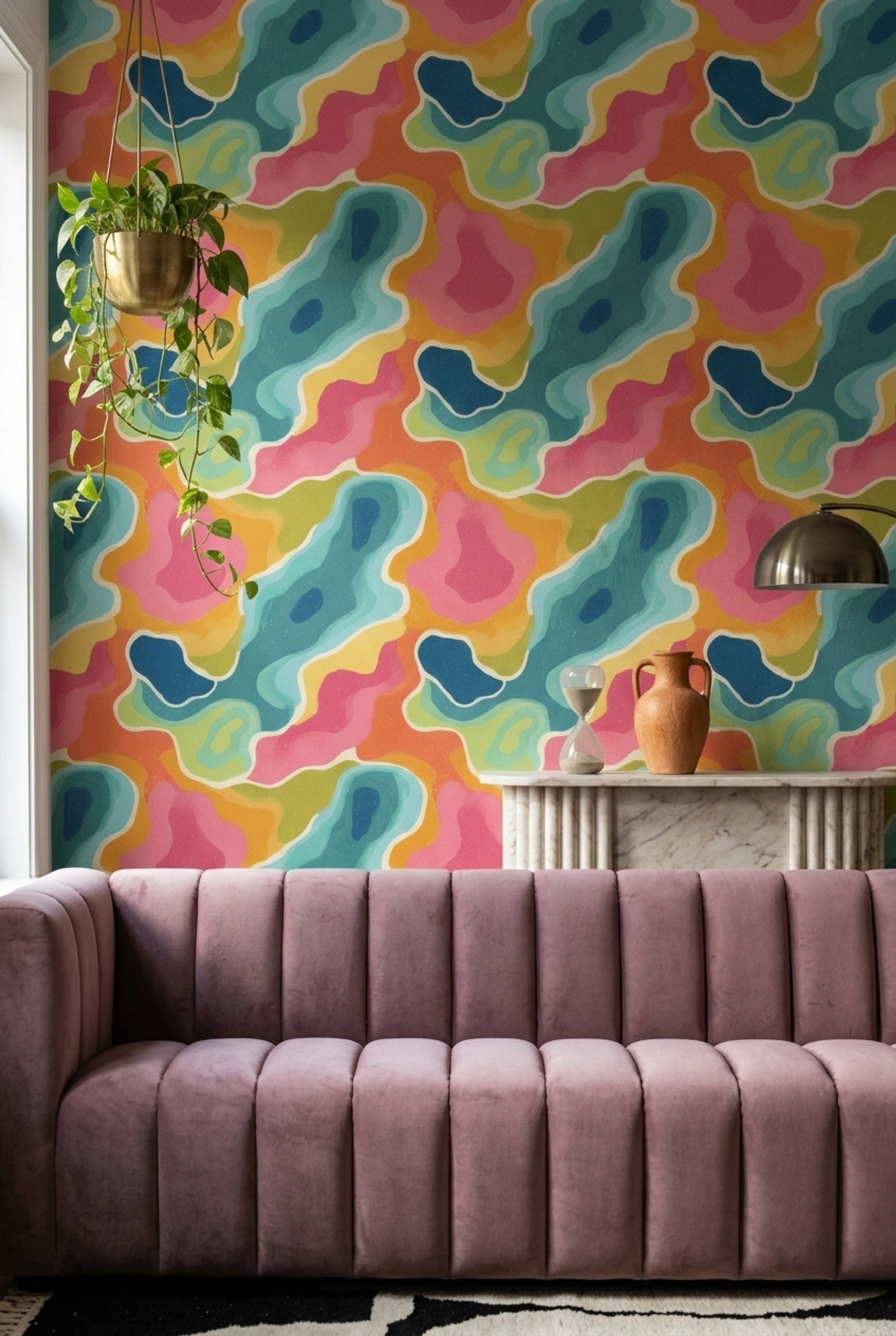 Mid Century Modern Wallpaper Retro Modern Removable Wall Decor