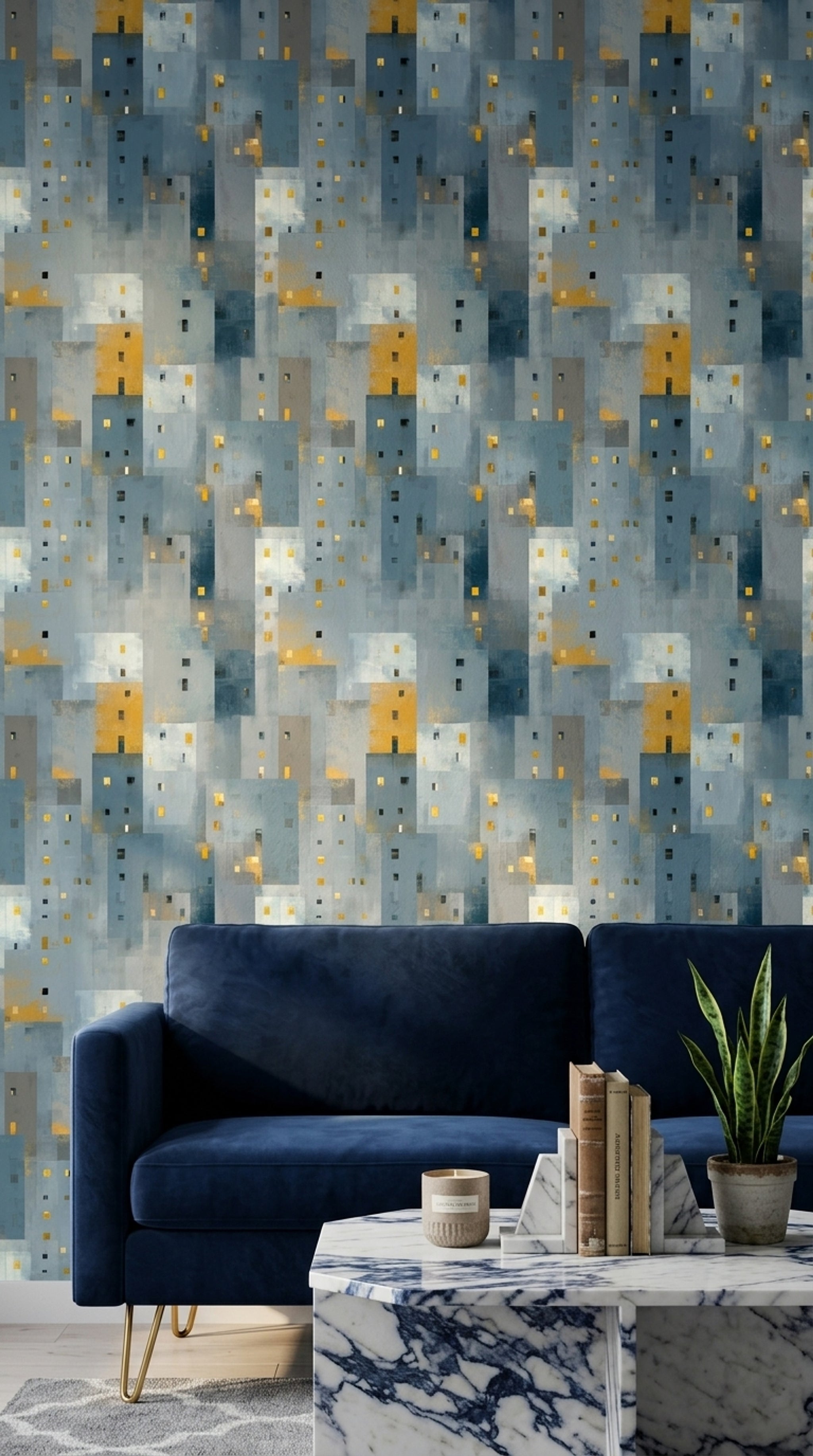 Abstract Geometric Wallpaper Modern Cityscape Contemporary Mural Removable Wall Decor