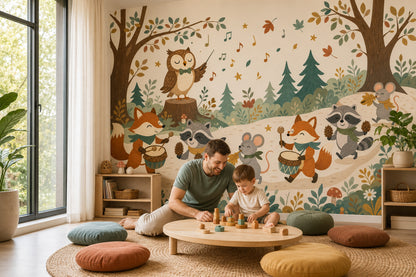 Woodland Wallpaper Forest Animals Removable Nursery Wall Decor