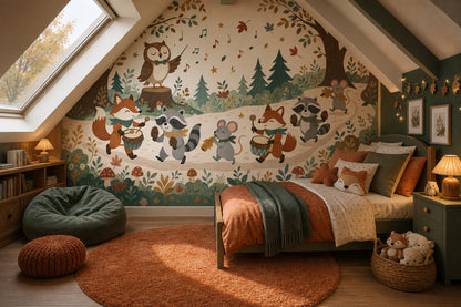 Woodland Wallpaper Forest Animals Removable Nursery Wall Decor