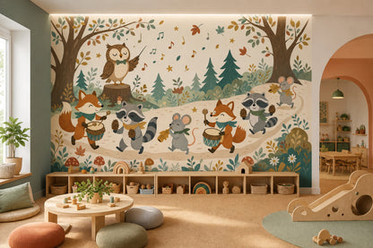 Woodland Wallpaper Forest Animals Removable Nursery Wall Decor