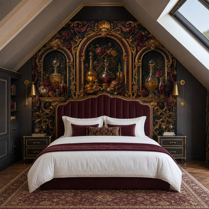 Dark Baroque Wallpaper Rococo Gold Scrollwork Ornate Arches Wall Mural