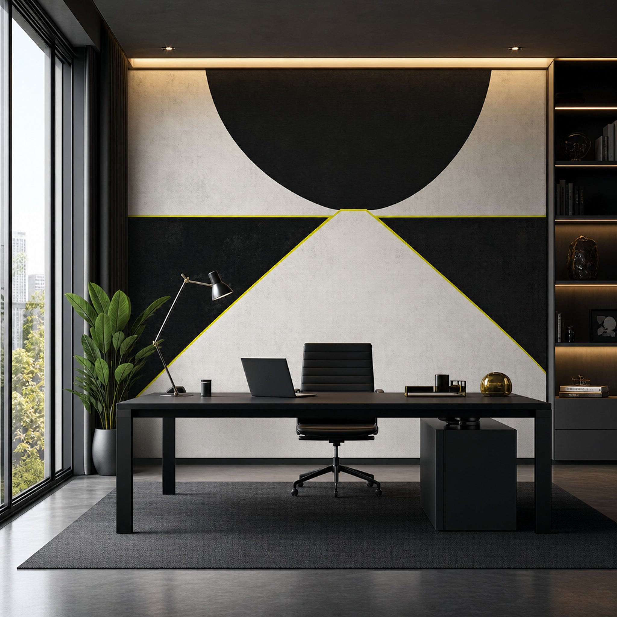 Concrete Texture Wallpaper Solid Black Geometric Wall Mural
