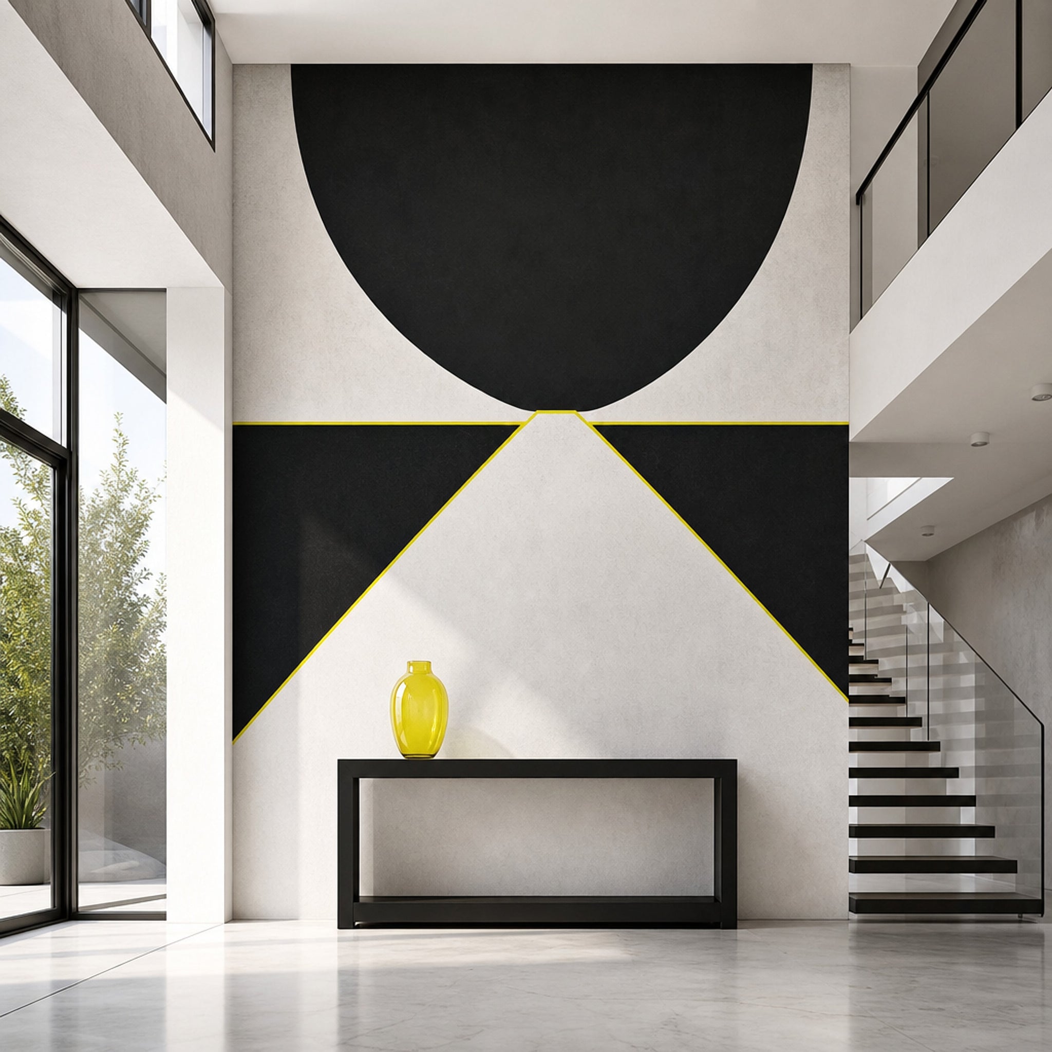 Concrete Texture Wallpaper Solid Black Geometric Wall Mural
