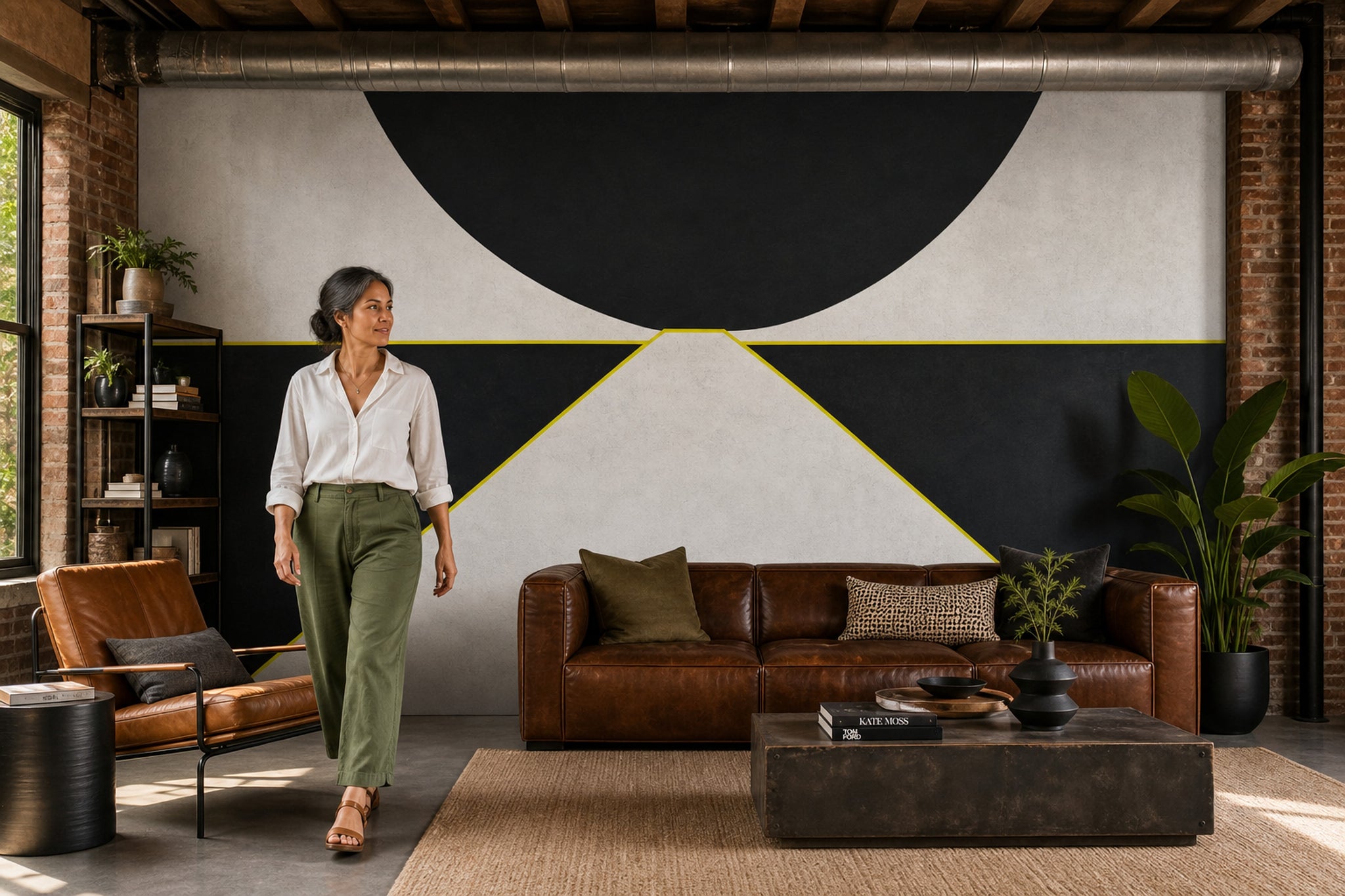 Concrete Texture Wallpaper Solid Black Geometric Wall Mural