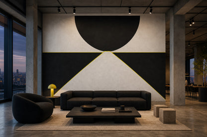 Concrete Texture Wallpaper Solid Black Geometric Wall Mural