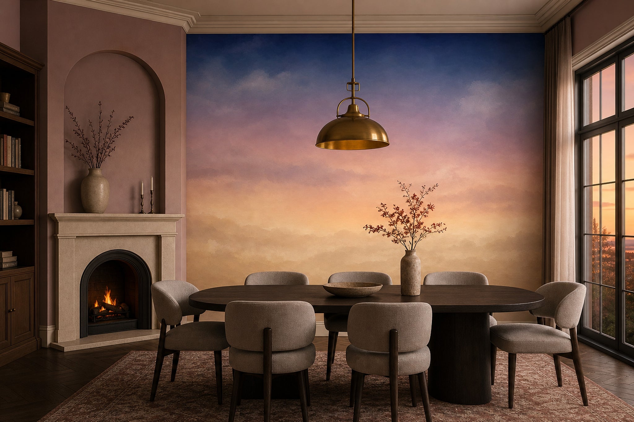Ombre Gradient Wallpaper Sky Watercolor Removable Wall Decor