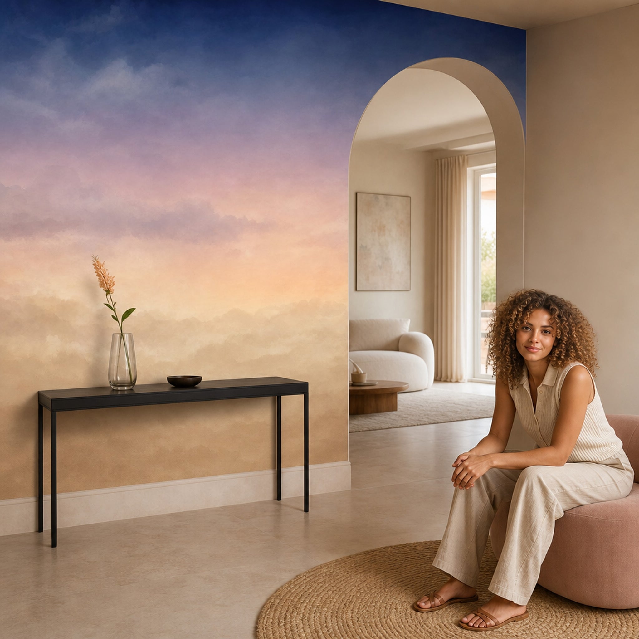 Ombre Gradient Wallpaper Sky Watercolor Removable Wall Decor