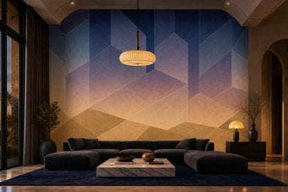 Abstract Geometric Wallpaper Faceted Polygons Removable Ombre Gradient Wall Decor