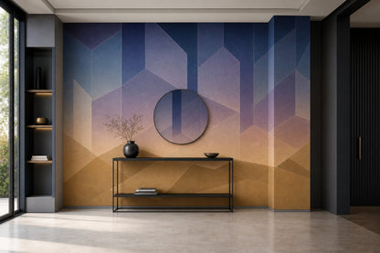 Abstract Geometric Wallpaper Faceted Polygons Removable Ombre Gradient Wall Decor