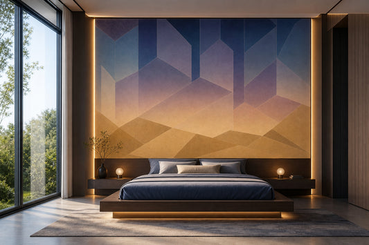 Abstract Geometric Wallpaper Faceted Polygons Removable Ombre Gradient Wall Decor