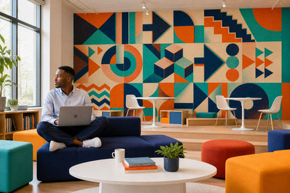 Mid-Century Modern Wallpaper Retro Geometric Wall Mural