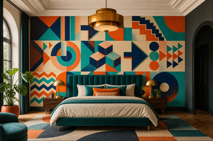 Mid-Century Modern Wallpaper Retro Geometric Wall Mural
