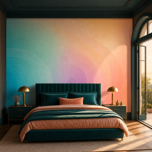 Abstract Gradient Wallpaper Pastel Concentric Circles Removable Wall Decor