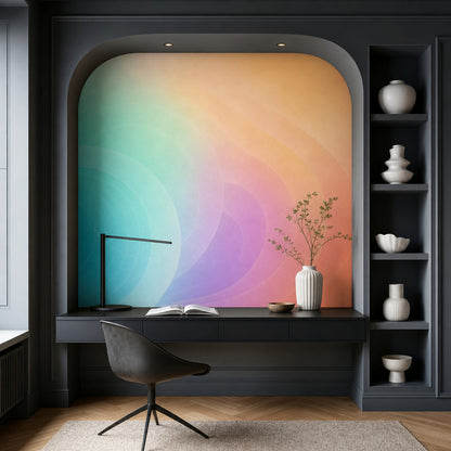Abstract Gradient Wallpaper Pastel Concentric Circles Removable Wall Decor