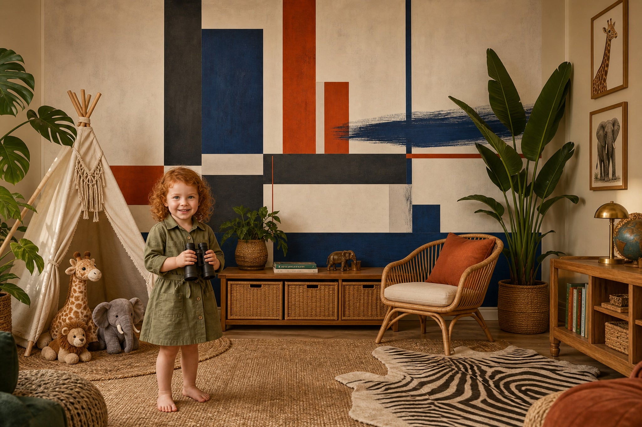 Mid Century Modern Wallpaper Geometric Removable Modern Wall Decor