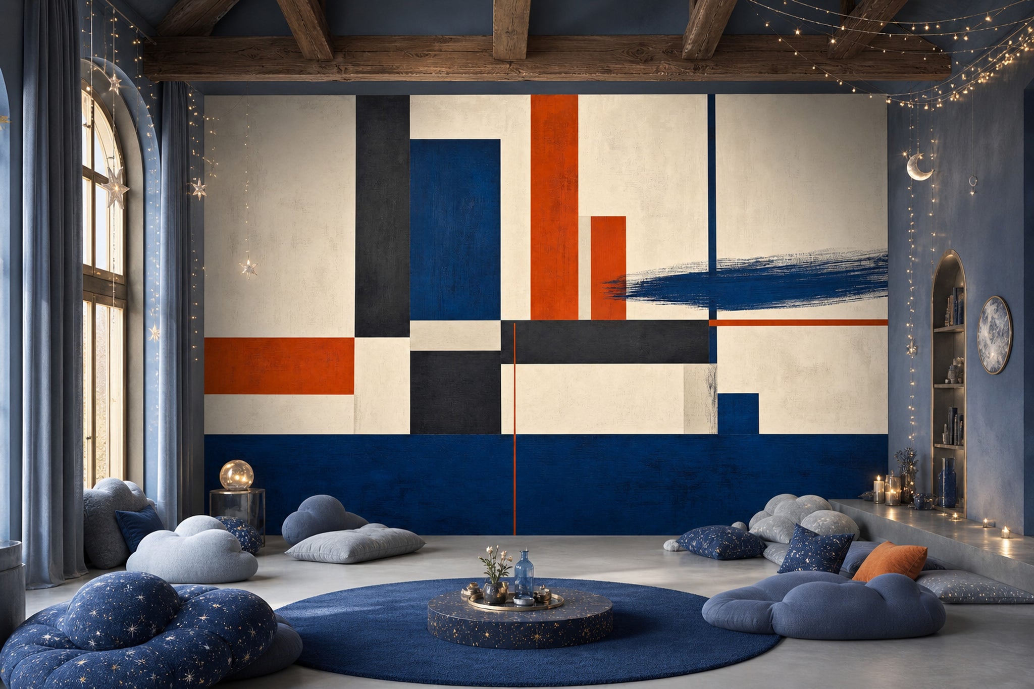 Mid Century Modern Wallpaper Geometric Removable Modern Wall Decor