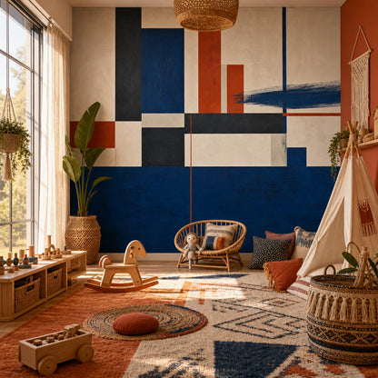 Mid Century Modern Wallpaper Geometric Removable Modern Wall Decor