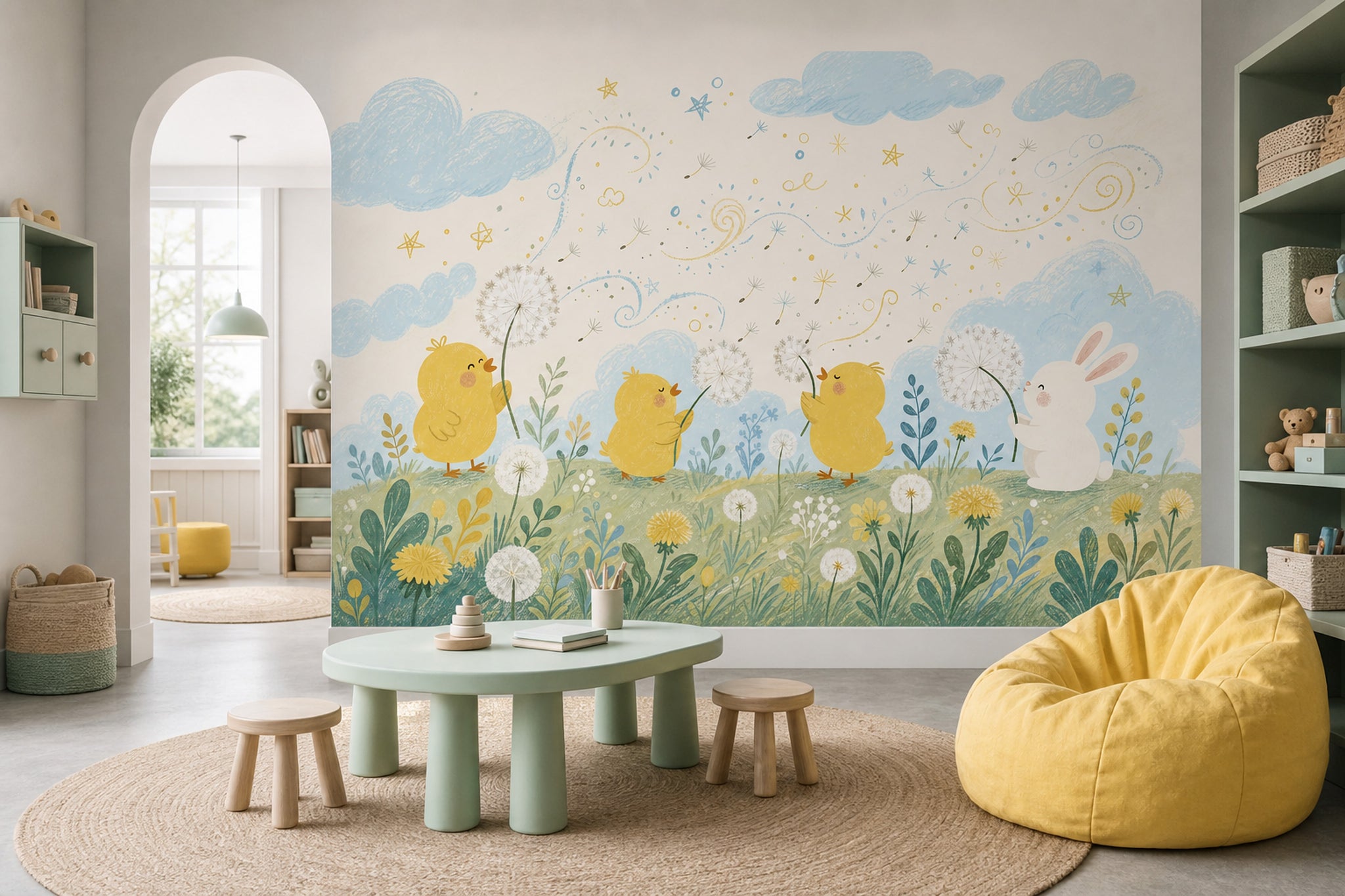 Nursery Wallpaper Dandelion Bright Wall Mural