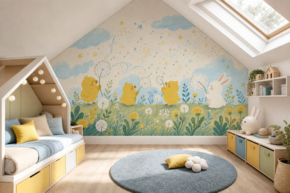 Nursery Wallpaper Dandelion Bright Wall Mural